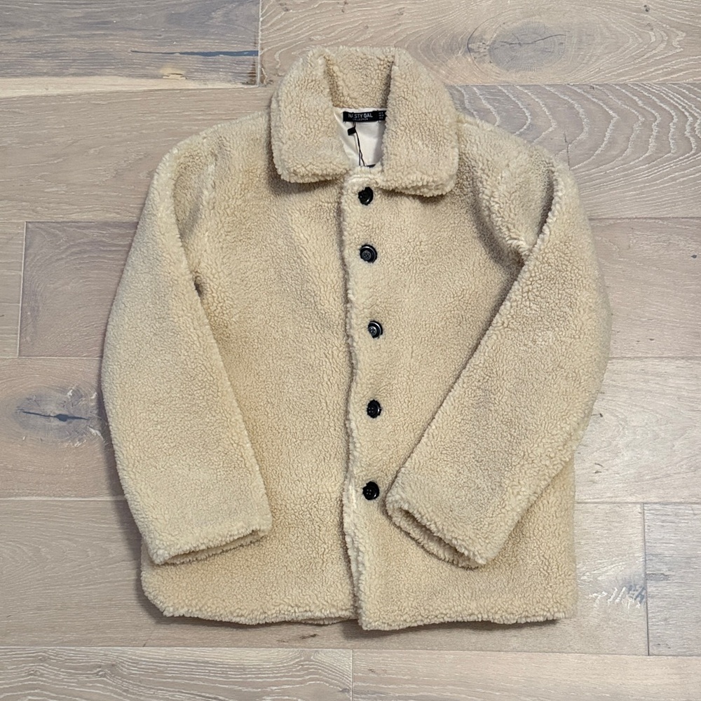 Nasty Gal Cream Teddy Jacket